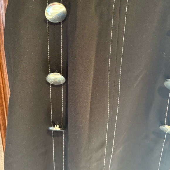 Zara $50 Black Pinafore Mini Skirt Suspenders Contrast Stitching Silver Buttons - Picture 3 of 11